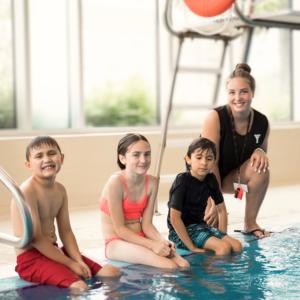 Children at YMCA Swimming Lesson with instructor