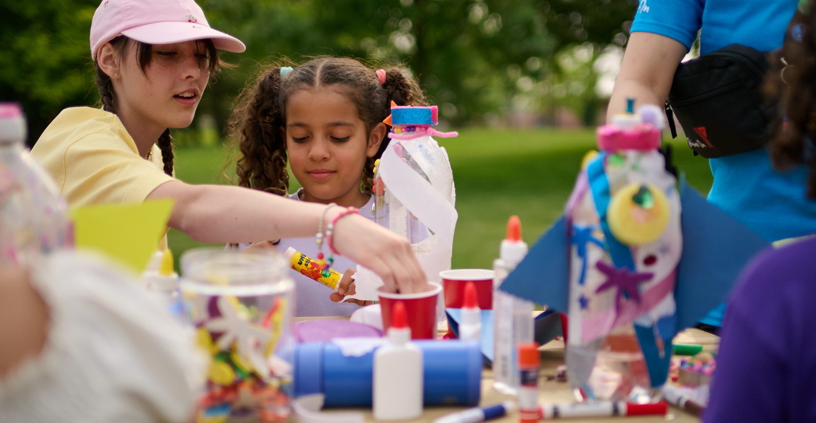 Kids doing outdoor crafts at Summer Day Camp