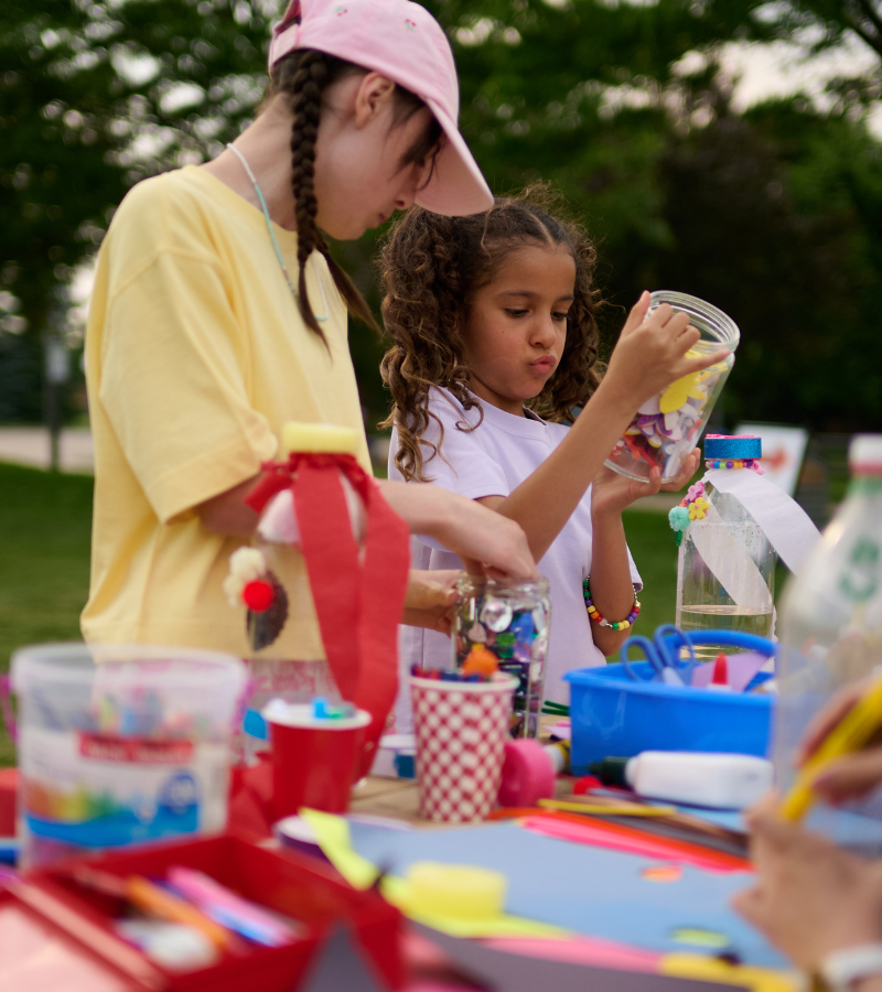 Kids doing outdoor crafts at Summer Day Camp